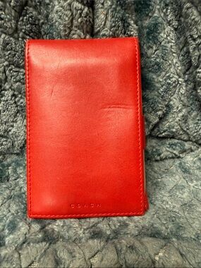 Coach Retro Red Leather Flip Note Pad Card Holder
